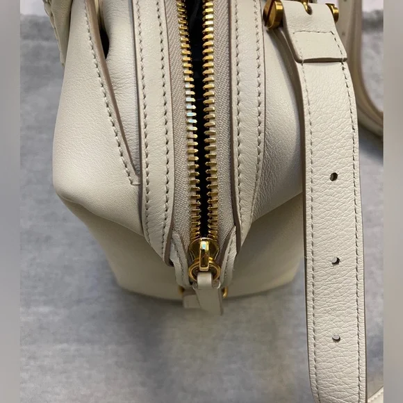 Meltier Cream Leather Satchel with Braided Top Handles - Picture 11 of 16